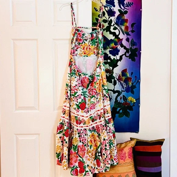 🌺🎉HP🎉🌺 NWT Farm Rio White Floral Sketch Midi Dress